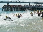 The start of the Channel Challenge swim/run at San Remo