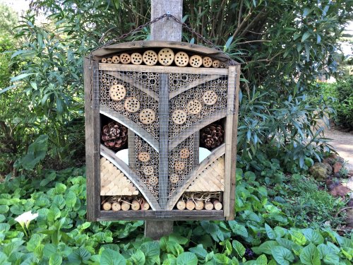 A bee hotel in the gardens of Amess House, Churchill Island Heritage Farm.