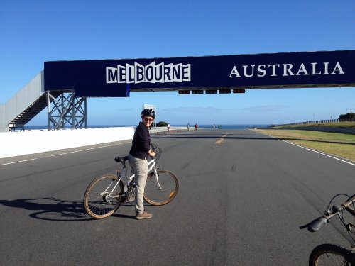 Cycling around Phillip Island Circuit