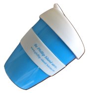 Blue and white re-usable cup