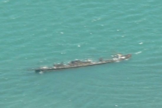 The wreck of the Minah which lies off Rhyll. It is only visible at low tide.