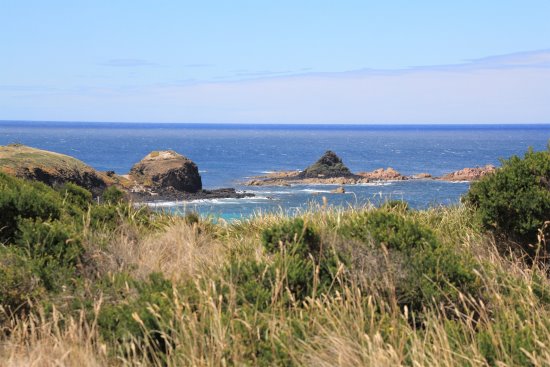 Pyramid Rock, a popular whale watching point, on the southern coast of Phillip Island.