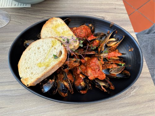 Mussels dish at Beach HQ, Cowes.