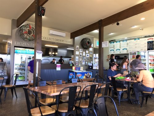 Interior of San Remo Co-op Fish 'n Chippery. Part of the interior of San Remo Fisherman's Co-op Fish 'n Chippery, San Remo.