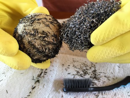 Removing the spines on a sea urchin