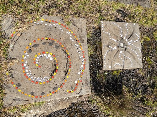 Artwork on paving stones at Ventnor Common