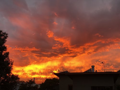 Fiery sunrise over Phillip Island.