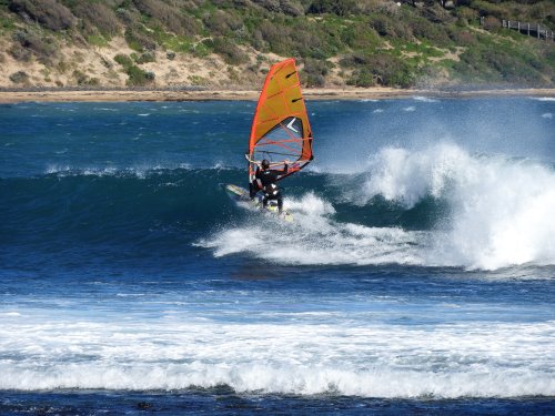 Windsurfing off Flynns Beach, Phillip Island.