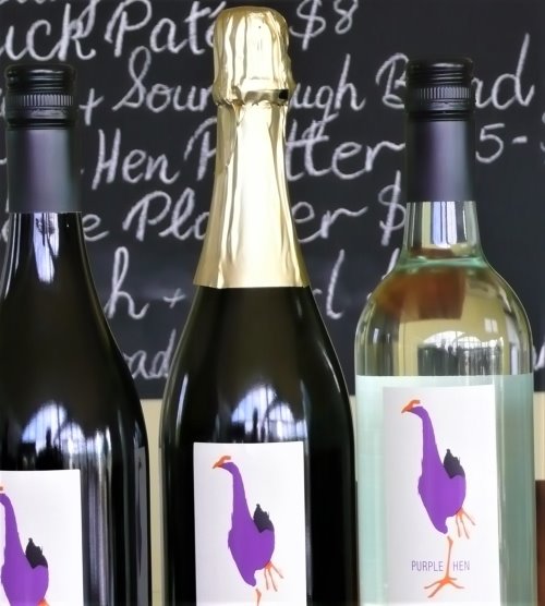 A selection of wines produced at Purple Hen Winery, Phillip Island
